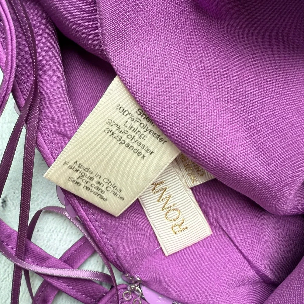 NWT Ronny Kobo Purple Sequin Halter Backless Gown Size S - Picture 9 of 11